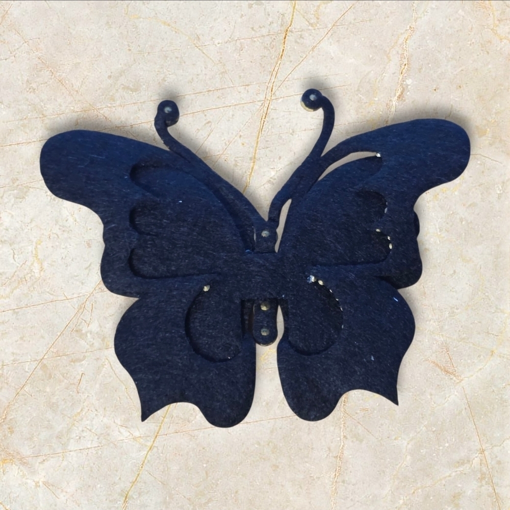 Black Rhinestone Butterfly Patch Applique - Picture 2 of 2